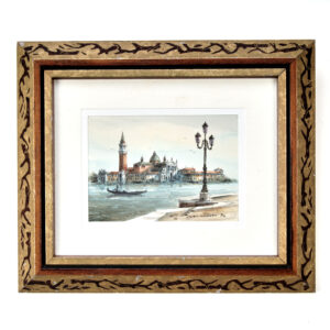 Giovanni Bonazzon Watercolor Victorian Lamp Post Venice Framed Art