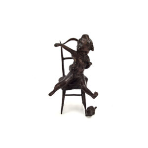 Bronze Playful Little Girl With Two Kittens Sculpture