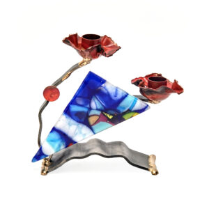 Gary Rosenthal Candle Holder Fused Art Glass Sculpture