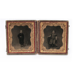 Charming Daguerreotype Of Adorable Brother & Sister With Red Colored Cheeks