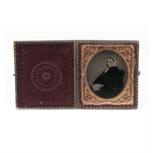 Hand Colored Daguerreotype Portrait Of Old Lady With Red Tinted Cheeks